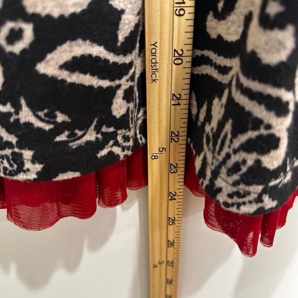 Vintage Lulu H Paris Fit & Flare Dress L Black Red Lace Detail Minor Flaw - Picture 11 of 13